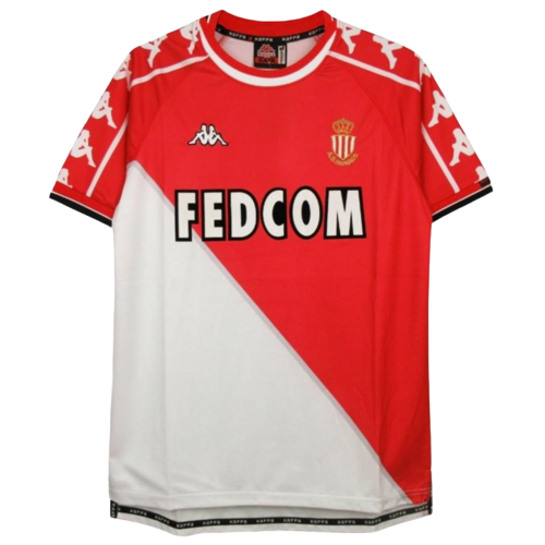 Camisa Monaco Home Retrô 1999/00 Masculino Branco e Vermelho