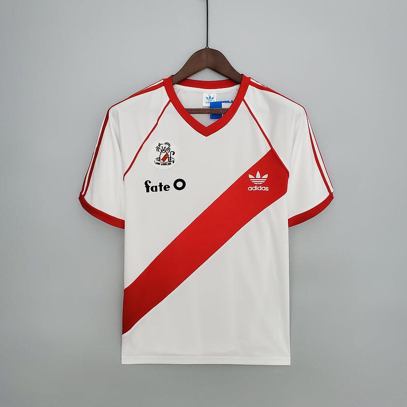 Camisa River Plate Home 1986/87 Retrô Masculina - Branco