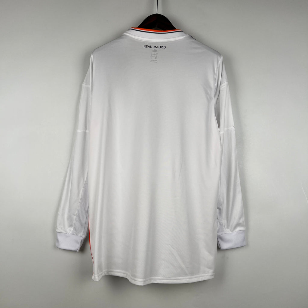 Camisa Retrô Real Madrid Manga Longa I Home 2013/14 Masculino Branco