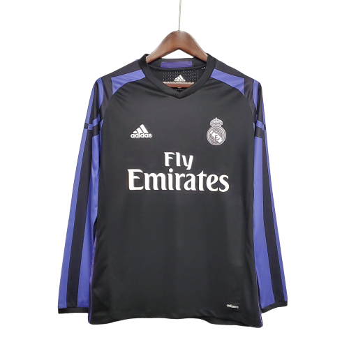 Camisa Real Madrid Third III 2016/17 Retrô Manga Longa - Preto