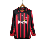 Camisa Retrô Milan I Home 2006/07 Masculino Manga Longa Vermelho e Preto