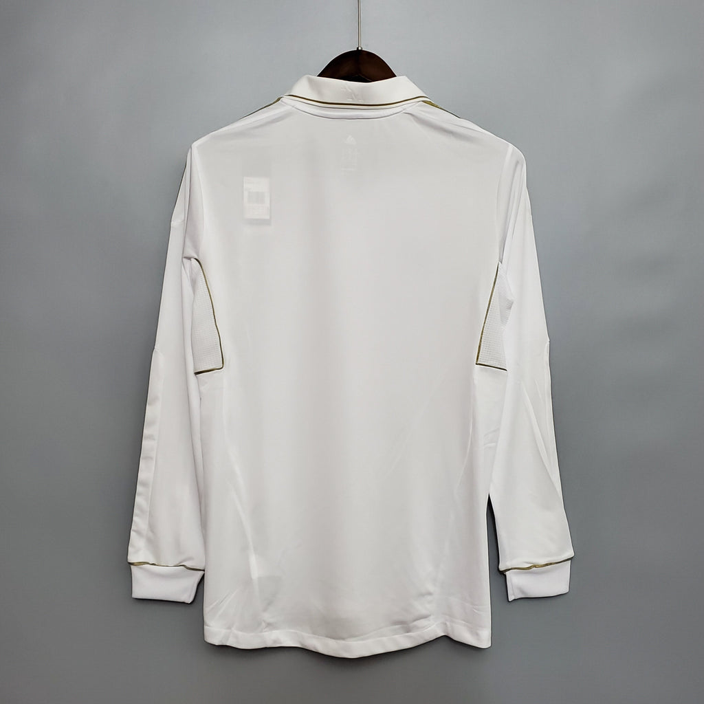 Camisa Retrô Real Madrid Manga Longa I Home 2011/12 Masculino Branco