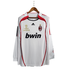 Camisa Retrô Milan II Away 2006/07 Manga Longa Masculino Branco