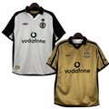 Camisa Dupla Face Retrô Manchester United 2001/02 100 Anos Masculina Branca e Preta ou Dourada