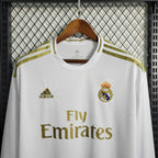 Camisa Real Madrid I Home 2019/20 Retrô Manga Longa Masculina - Branco