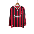 Camisa Retrô Milan I 2009/10 Manga Longa Vermelho e Preto