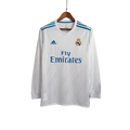 Camisa Retrô Real Madrid I Home 2017/18 Manga Longa Masculino Branco