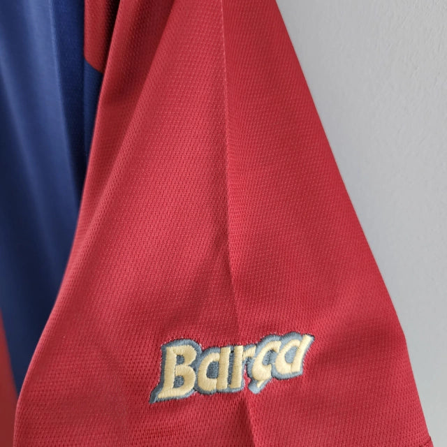 Camisa Retrô Barcelona Home 1998/99 Masculino - Azul e Grená