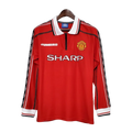 Camisa Manchester United Retrô Manga Longa 1998/99 Vermelha