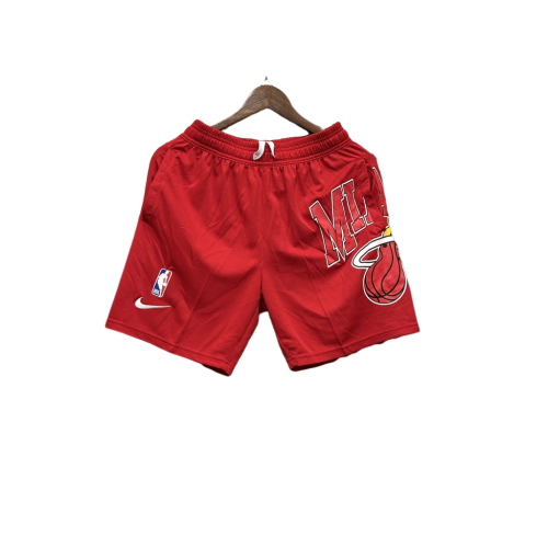 Shorts NBA Miami Heat 23/24 Casual - Vermelho - Branco - Preto