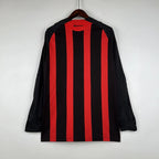 Camisa Retrô Milan I Home 2008/09 Manga Longa Vermelho e Preto