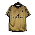 Camisa Dupla Face Retrô Manchester United 2001/02 100 Anos Masculina Branca e Preta ou Dourada