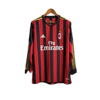Camisa Retrô Milan I 2013/14 Manga Longa Vermelho e Preto
