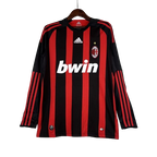 Camisa Retrô Milan I Home 2008/09 Manga Longa Vermelho e Preto
