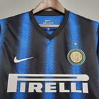 Camisa Inter de Milão Retrô 2010 Manga Longa Azul e Preta
