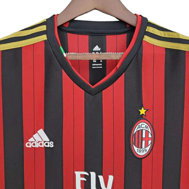 Camisa Retrô Milan I Home 2013/14 Masculino Vermelho e Preto