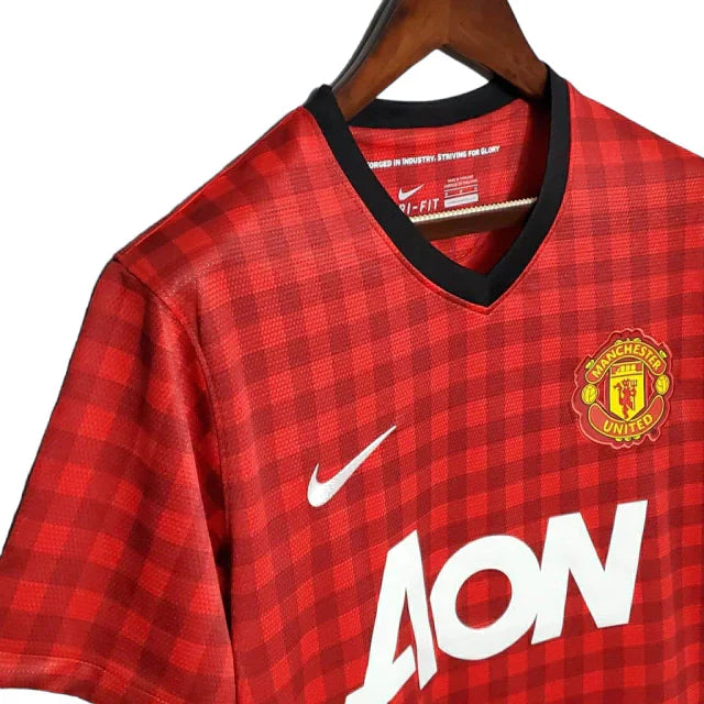 Camisa Manchester United Retrô 2012/2013 Vermelha Xadrez